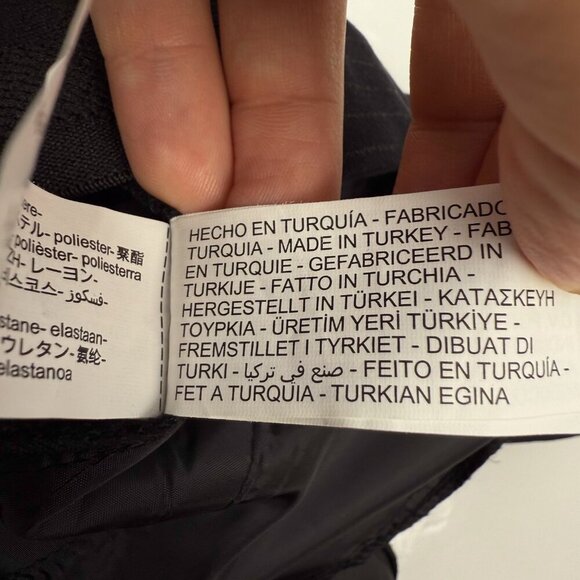 ZARA NWT Pinstripes Jogger-waist Trouser Academia School Midnight Blue Black L - Picture 11 of 11